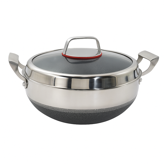 Laser-Coated Honeycomb Non-Stick Wok – Deep Stainless Steel Cooking Wok